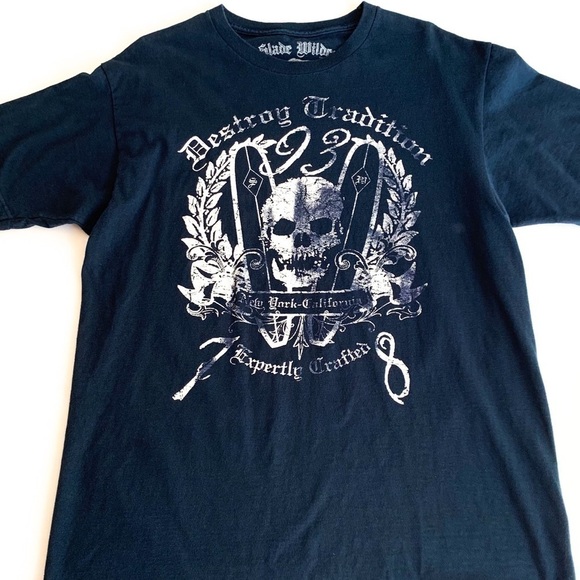 Men’s Slade Wilder Navy/White Graphic T-shirt L - Picture 2 of 6